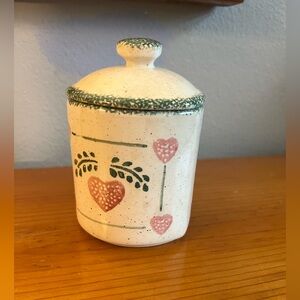 Vintage Teamson CERAMIC HEART SHAPED CANISTER & Lid WITH HEART DESIGN 1996